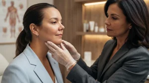 kysa-cosmetic-aesthetic-clinic-physician-demonstrating-jawline-cape-coral