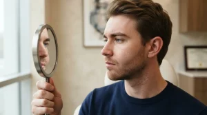 kysa-cosmetic-aesthetic-clinic-man-examining-face-in-mirror
