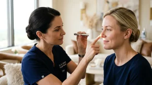 kysa-cosmetic-aesthetic-clinic-physician-illuminating-patient-lip-nose