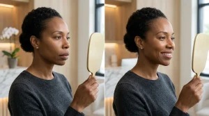 kysa-cosmetic-aesthetic-clinic-woman-observing-upper-lip-comparation