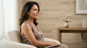 kysa-cosmetic-aesthetic-clinic-woman-sitting-thoughtfully-in-arm-liposuction-consiltation-cape-coral